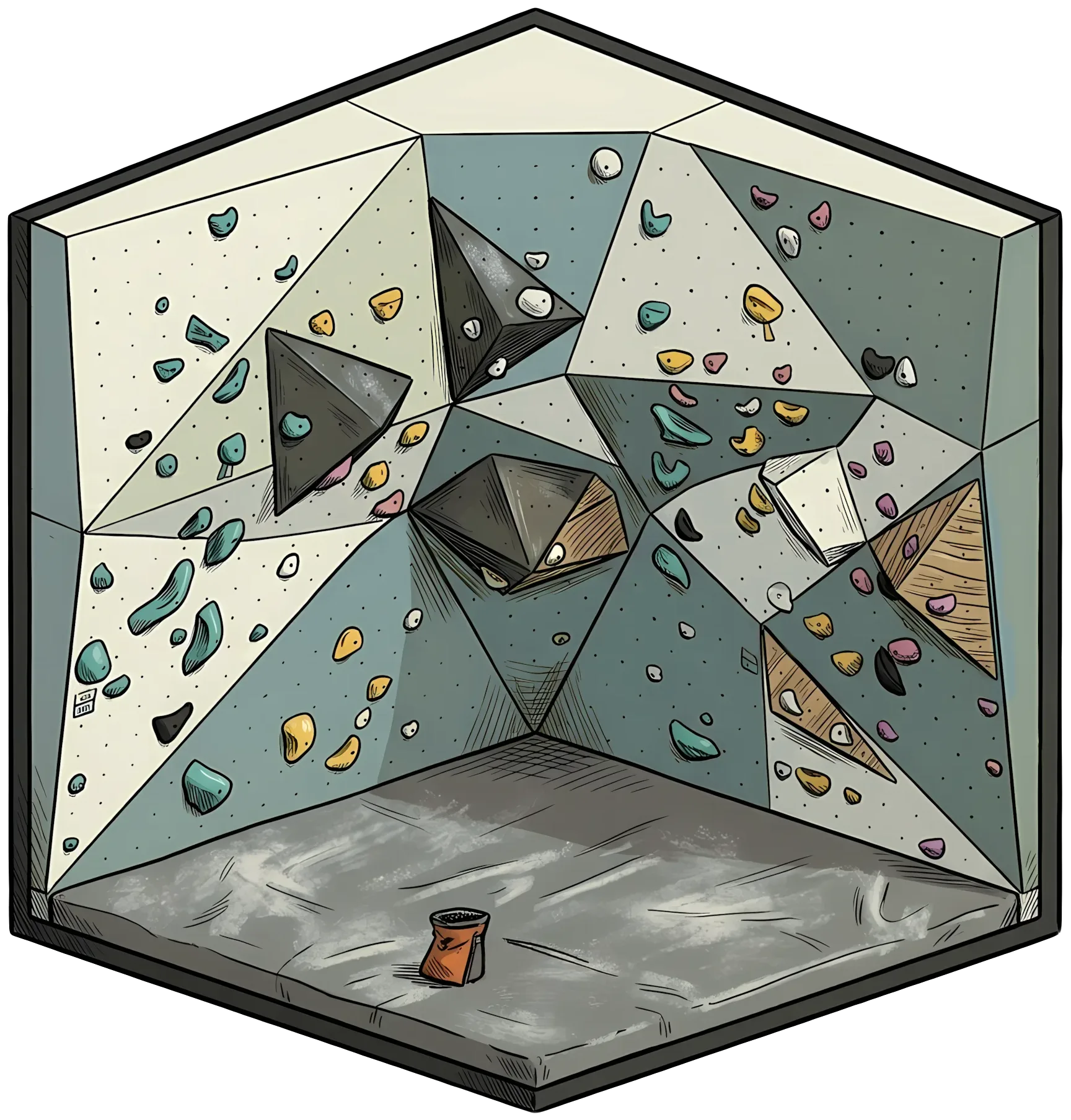 Isometric climbing gym illustration